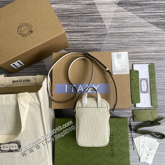 Gucci2021新款包包 古馳白壓全皮迷你手袋 Gucci無邊序曲系列小挎包 658553  ydg3039